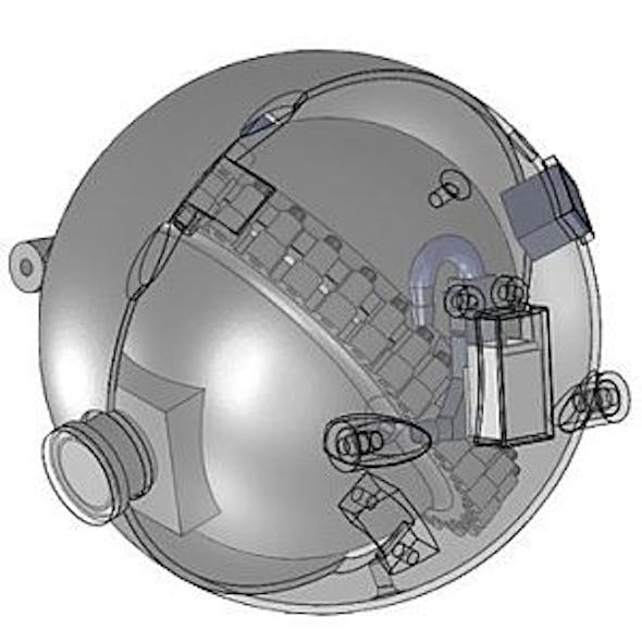 A spherical robot equipped with cameras could navigate underground pipes of a nuclear reactor