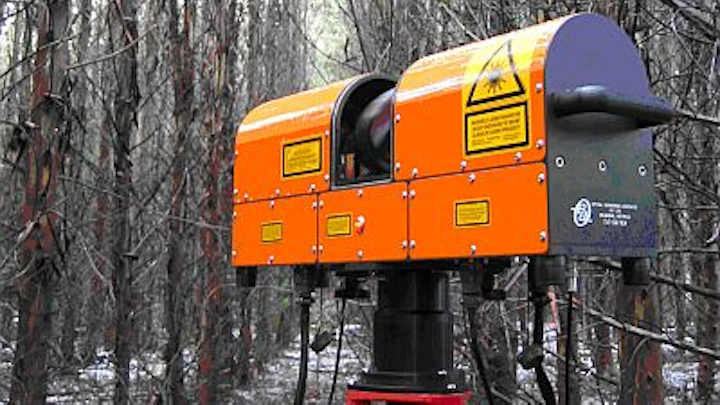 Ground-based ECHIDNA laser scanner uses lidar to record data that enables researchers to determine how much plant material forests have for later analysis of available carbon stores