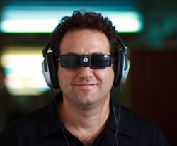 A vision-based sensory substitution device (SSD) provides visual information to the blind via their existing senses.