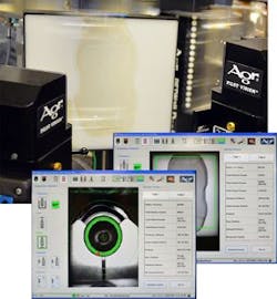 Agr International offers a vision-based system called Pilot Vision that mounts inside a blow molding machine for inspecting PET bottles for defects during production.