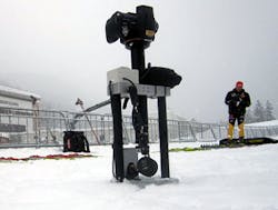 Microscope inspects the properties of snow Microscope inspects the properties of snow