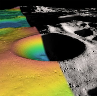 LOLA finds ice in lunar crater
