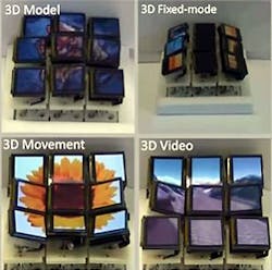 3-D display screen tilts along multiple axes 3-D display screen tilts along multiple axes