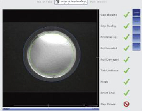 Vision system inspects bottle caps