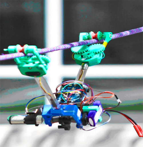 Robot inspects power lines
