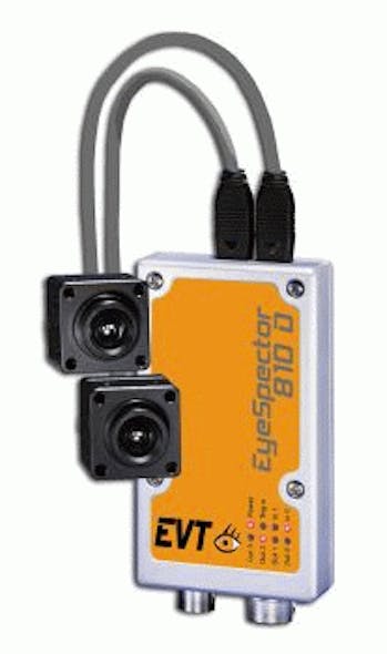 Dual sensor heads in EVT smart camera support 3-D imaging applications