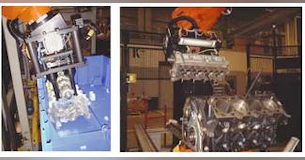 Vision-guided robots place heavy engines | Vision Systems Design