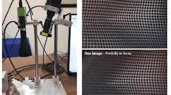 Figure 1: (a) This active extended depth of field demonstration works by simultaneously refocusing the camera and the structured light projector at multiple planes for 3D reconstruction. (b) The image on the top shows a merged image, completely in focus, while the image on the bottom shows one image, partially in focus. Figure 1: (a) This active extended depth of field demonstration works by simultaneously refocusing the camera and the structured light projector at multiple planes for 3D reconstruction. (b) The image on the top shows a merged image, completely in focus, while the image on the bottom shows one image, partially in focus.