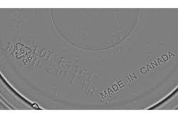 Figure 6. Local surface curvature, obtained from the source images in Figure 3, brings out an embossed symbol and deemphasizes printed text. Figure 6. Local surface curvature, obtained from the source images in Figure 3, brings out an embossed symbol and deemphasizes printed text.