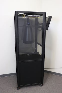 Operators can move the SMART Gauging machine vision system around on wheels, should the need arise. Operators can move the SMART Gauging machine vision system around on wheels, should the need arise.