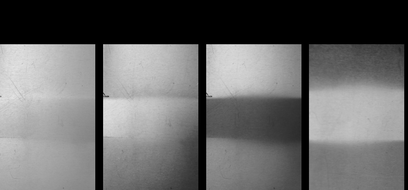 Figure 11: From parallel polarization to crossed from left to right, the slope changes are greatly enhanced by polarization angle, with no change in illumination angle.