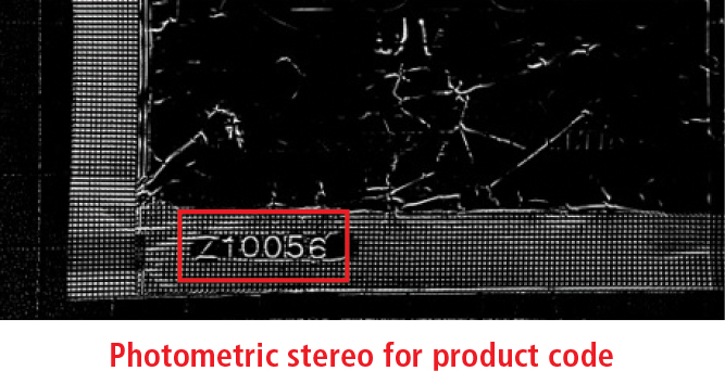 Figure 9: Multiple CI techniques may be combined to tackle more complex inspection tasks. In this example, both multispectral and photometric stereo are performed on the same sample.