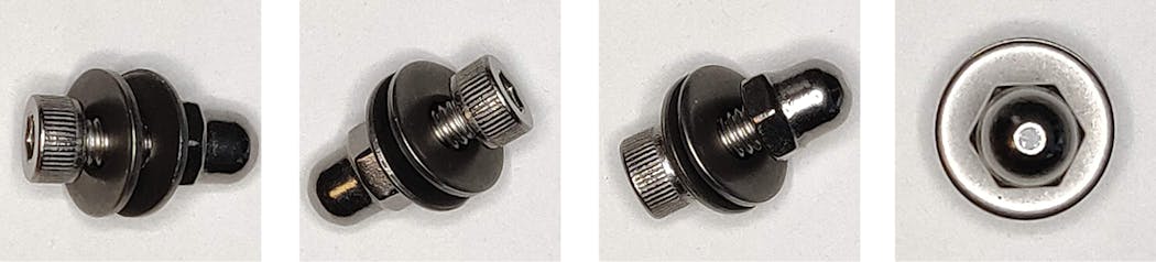 Figure 2: All four images have two washers and a nut installed. However, image four (far right) is an edge case as both washers are not visible. This could degrade the performance of a network trained to check for the presence of two washers and a nut if included in the same label as images one through three.