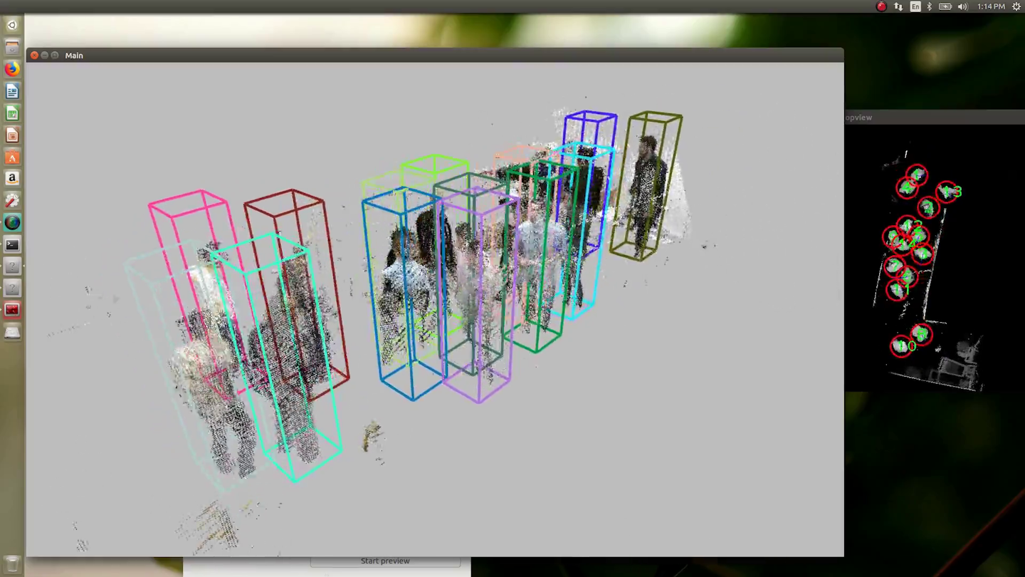 Figure 2: These partial volumes have been identified as people by the tracking system.