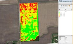 Figure 3: Normalized difference vegetation index (NDVI) maps provide images and data to aid in variable rate prescription creation.