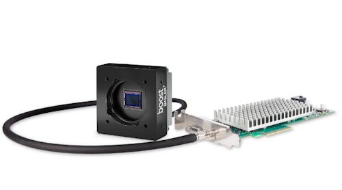 Figure 1: In its Bundle package, Basler offers a CXP-12 interface card along with a boost series CoaXPress 2.0 camera, which is offered in color and monochrome.