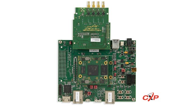 Figure 1: Featuring a 4-lane CoaXPress FPGA mezzanine card (FMC), the machine vision development kit (MVDK) from Euresys includes either a Macom or Microchip physical layer chip (PHY), CoaXPress connectors, and the CXP IP Core as a working reference design.