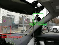 The relative camera and illuminator positions on the right side of the system (top and bottom) are flipped, to provide the best view of the driver.