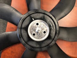 Software locates the plastic cooling fan hub to set the search region for the OCR tool, which moves the region part-to-part, making the search more repeatable. Software locates the plastic cooling fan hub to set the search region for the OCR tool, which moves the region part-to-part, making the search more repeatable.