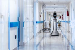 Figure 4: The GreetBot guiding robot can only operate on a single floor within a building. Figure 4: The GreetBot guiding robot can only operate on a single floor within a building.