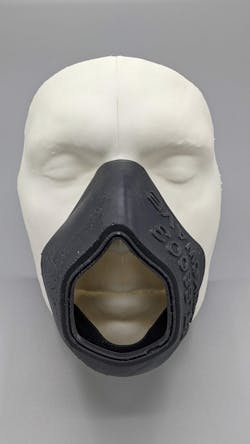 Figure 1: An early prototype design involved a 3D scan of Dr. Daniel Lau&rsquo;s face getting sent to the School of Art and Visual Studies for 3D printing and subsequent custom respirator component fitting.