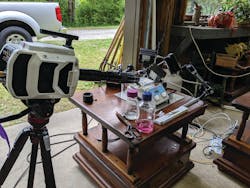 To record thin film deposition, Hood and Gilroy used a Phantom v2512 high-speed camera coupled with an advanced microscopy lens. To record thin film deposition, Hood and Gilroy used a Phantom v2512 high-speed camera coupled with an advanced microscopy lens.