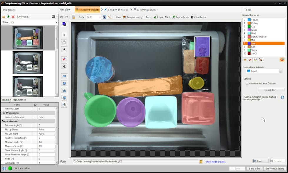 Image segmentation tools can look for expected shapes in a box and confirm their presence or absence, to indicate properly or improperly packed food items.