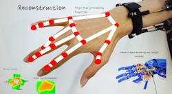 Figure 2: FingerTrak&apos;s deep learning model analyzes only the outline of the wearer&apos;s hand to estimate finger joint positions.
