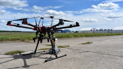 A drone prepares to take flight at the UAS Test Site at Griffiss International Airport in Rome, New York.