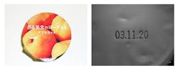 Figure 5: Infrared LEDs render invisible the printed text on a plastic lid, making the date code easier to read. Figure 5: Infrared LEDs render invisible the printed text on a plastic lid, making the date code easier to read.
