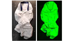Figure 1: An RGB image of a shirt (left) and a hyperspectral image of the same shirt, to be used for chemical analysis (right).