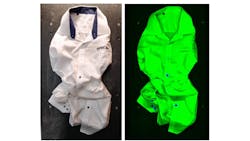 Figure 1: An RGB image of a shirt (left) and a hyperspectral image of the same shirt, to be used for chemical analysis (right).