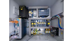 Figure 4: The VialChecker system features a cabinet (Figure 4) furnished with a PLC for input/output, UPS for power supply, a computer, and other sensors and analog inputs. (Photo courtesy of Isotronic.) Figure 4: The VialChecker system features a cabinet (Figure 4) furnished with a PLC for input/output, UPS for power supply, a computer, and other sensors and analog inputs. (Photo courtesy of Isotronic.)