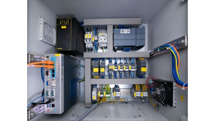 Figure 4: The VialChecker system features a cabinet (Figure 4) furnished with a PLC for input/output, UPS for power supply, a computer, and other sensors and analog inputs. (Photo courtesy of Isotronic.)