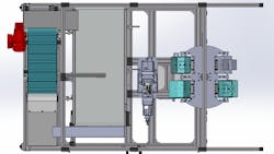 Figure 1: The four components of the pick-and-place system, left to right: feeder, backlit conveyor belt, Epson cobot, and twin-station rotary dial. Figure 1: The four components of the pick-and-place system, left to right: feeder, backlit conveyor belt, Epson cobot, and twin-station rotary dial.