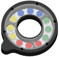 Figure 1: Spectrum Illumination offers a four-segment option in several of its models. In its Monster Ring Lights, it offers the option on the MRL5.5 (shown), MRL13.5, and MRL30.5 ring lights. (Photo courtesy of Spectrum Illumination.) Figure 1: Spectrum Illumination offers a four-segment option in several of its models. In its Monster Ring Lights, it offers the option on the MRL5.5 (shown), MRL13.5, and MRL30.5 ring lights. (Photo courtesy of Spectrum Illumination.)