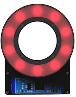 Figure 8: iBlueDrive lights, by DCM Sistemes, have only a single multifunctional control terminal, whether they are monochrome, RGB, or multisector device. Connection can be done directly to the camera or to the trigger signal such as photocell, inductive sensor, or automaton output. (Photo courtesy of DCM Sistemes.)
