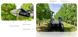 Figure 3: The Monash University apple-picking system deployed on a four-wheeled vehicle for orchard field tests. Figure 3: The Monash University apple-picking system deployed on a four-wheeled vehicle for orchard field tests.