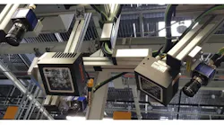 Figure 1: The industrial cameras from MATRIX VISION at the plant of the automotive supplier (Station 2). The figure shows several industrial cameras and flat light sources. Due to the long working distances and the light-intensive illuminations required at times, high-performance flat light sources with lens optics were used. (Images courtesy of MATRIX VISION.)