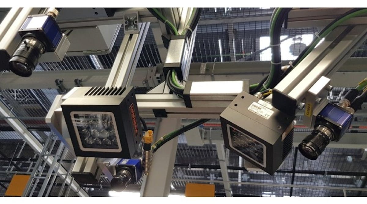 Figure 1: The industrial cameras from MATRIX VISION at the plant of the automotive supplier (Station 2). The figure shows several industrial cameras and flat light sources. Due to the long working distances and the light-intensive illuminations required at times, high-performance flat light sources with lens optics were used. (Images courtesy of MATRIX VISION.)