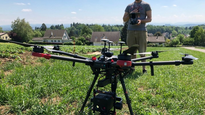 Photonfocus's hyperspectral cameras mounted to a unmanned aerial vehicle.