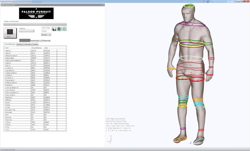 Figure 1: Falcon Pursuit 3D simulation software utilizes base avatars rigged with skeletal structure and musculature.