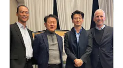 Successful contract signing: Chong Yoon Foo (Basler), Hyunki Cho (DATVISION), Kim Jonghwan (IOVIS), Dr. Dietmar Ley (Basler)