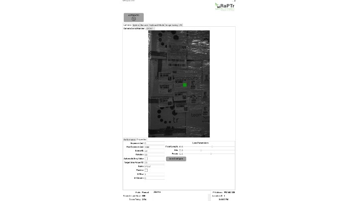 Figure 1: Shown is the software interface for an Artemis Vision system that uses a varifocal lens with autofocus (LensConnect) that allows remote adjustment of the lens through software. (Photo courtesy of Artemis Vision.)