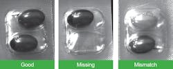 Figure 2: Edge learning tools perform multi-class classification on pills in blister packs, classifying each section as either a good pair, missing a pill, or having mismatched pills.