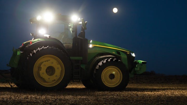The tractor already comes with lights that provide good illumination. The same lights the farmers use to operate the tractors during their 16- to 18-hours days are sufficient.
