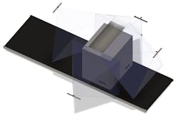 Figure 3: A representation of the application at the customer showing a bale passing by four cameras. (Photo courtesy of Strelen Control Systems.) Figure 3: A representation of the application at the customer showing a bale passing by four cameras. (Photo courtesy of Strelen Control Systems.)