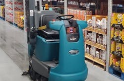 The autonomous robot scrubs floors and scans inventory at Sam's Club. The autonomous robot scrubs floors and scans inventory at Sam's Club.
