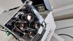 At each surveillance point, the fire detection system includes two sets of four line-scan cameras and a video camera . At each surveillance point, the fire detection system includes two sets of four line-scan cameras and a video camera .