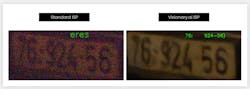 Figure 5: The Visionary.ai denoiser achieved precision of 93.03%, compared with 86.96% precision with the classical denoiser and 65.42% with no denoiser. The test focused on an extreme lighting situation where most of the detection problems occur and where most systems fail. (Photo courtesy of Visionary.ai.) Figure 5: The Visionary.ai denoiser achieved precision of 93.03%, compared with 86.96% precision with the classical denoiser and 65.42% with no denoiser. The test focused on an extreme lighting situation where most of the detection problems occur and where most systems fail. (Photo courtesy of Visionary.ai.)